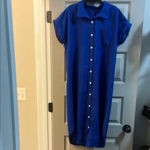 SHEIN Blue Button-Up Midi Dress